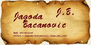 Jagoda Bacanović vizit kartica